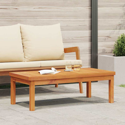 Mobilier de jardin d'extérieur à lattes en bois d'acacia massif avec plateau à lattes huilé naturel 39,4 x 19,7 x 13 po
