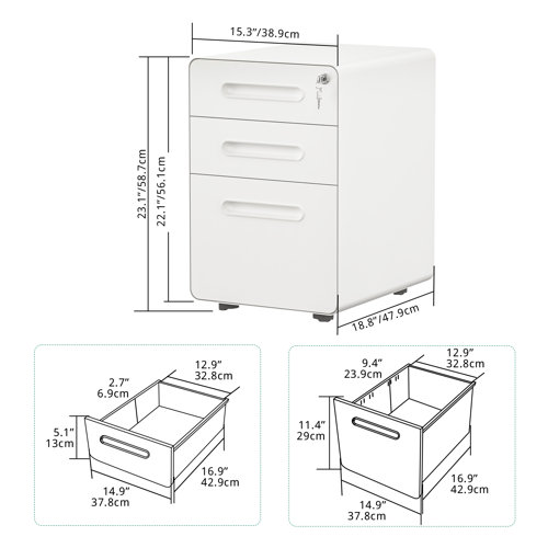 The Twillery Co.® Melra 3-Drawer Mobile Vertical Filing Cabinet ...