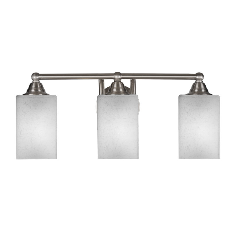 Michell 3-Light Bath Bar, Brushed Nickel, White Muslin