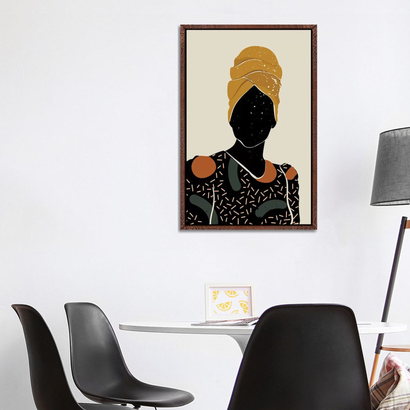 Black Hair X by Domonique Brown - Print on Canvas, 152.5 cm H x 101.5 cm W, Classic Brown Wood Framed Canvas
