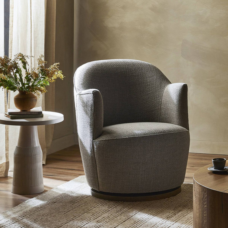 Corson Swivel Accent Chair, Gibon Silver Performance Basketweave