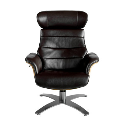 Chocolate  leather swivel recliner armchair