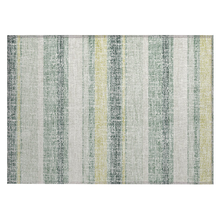 Machine Washable Indoor/Outdoor Xhevrie Seafoam Rug