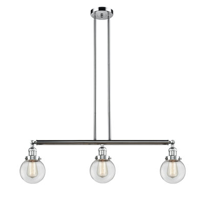 Luminaire suspendu linéaire pour îlot de cuisine 3 lumières Clementina