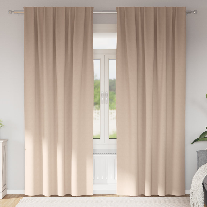 Curtains With Curtains 2 Pcs Polyester, Taupe, 140cm Width x 225cm Drop