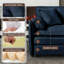 Canapé modulaire surdimensionné à 3 places en chenille bleue. Et respirant. Combinaison de bricolage, grand mobilier modulaire en chenille. Siège de bureau confortable. Aménagement personnalisable, chambre à coucher-628037266