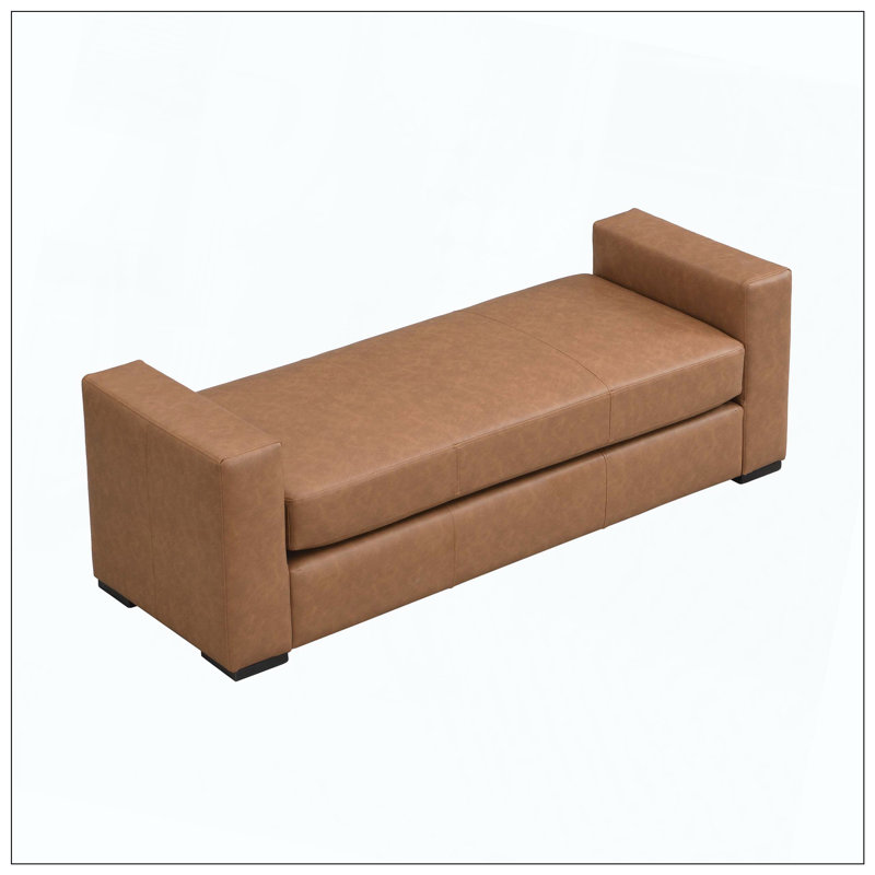 Repose-pieds élégant en similicuir brun durable, Brun