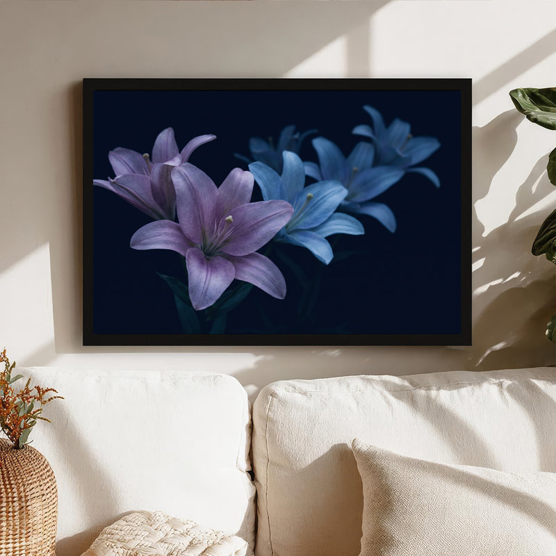 Art mural sur toile mauve et mauve sur fond foncé, 12"H x 18"W