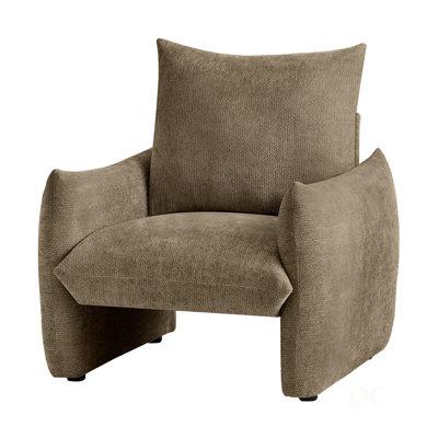 Modern Chenille Accent Chair, 34.3 Oversized Single Sofa Armchair with Plush Cushion, Soft Upholstered Reading Chair for Living Room, Small Space, Bed