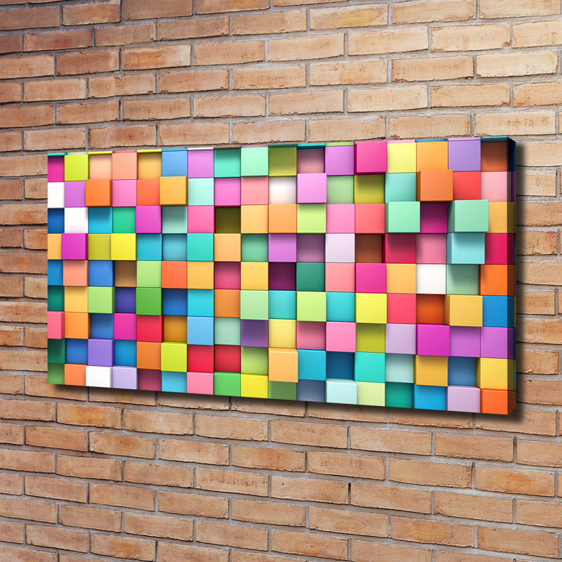 Colourful Squares - No Frame Print on Canvas