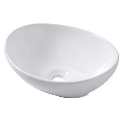 Lavabo de salle de bain à vasque ovale en céramique blanche