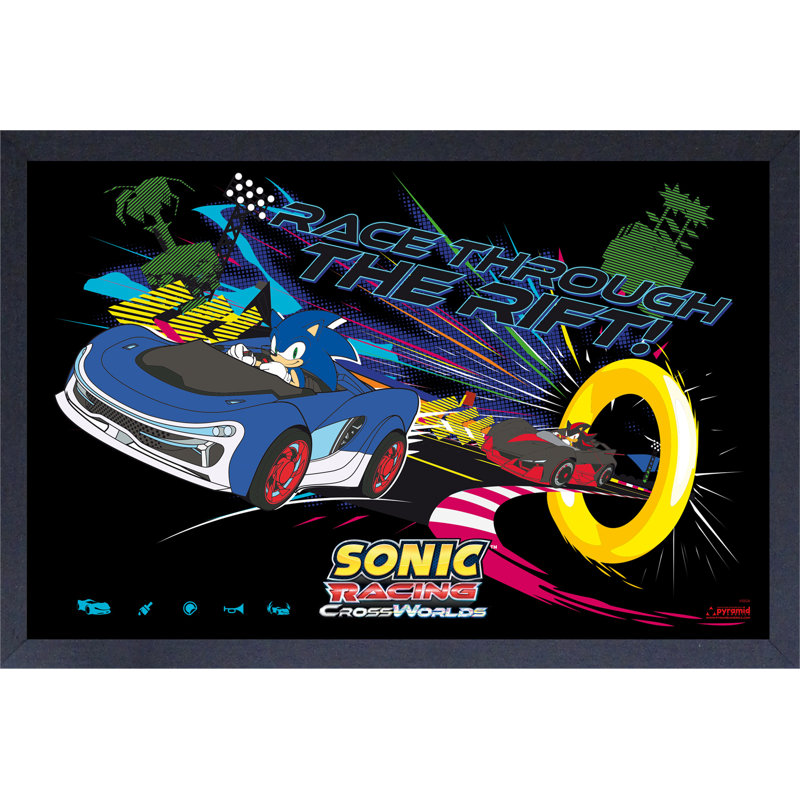 Sonic Racing: Cross World - course à travers le Rift, reproduction encadrée 11 x 17 (enduit de gel)
