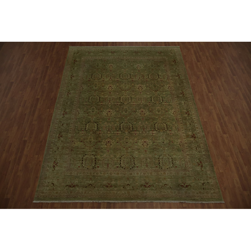 Tapis vert Oushak 9 x 12 charme subtil et élégance intemporelle