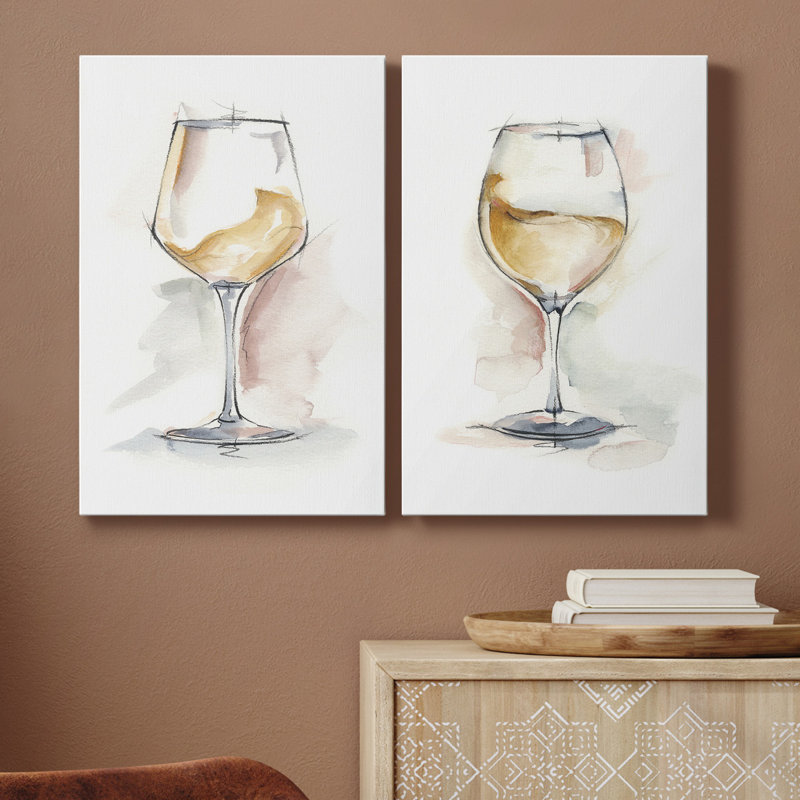 Verre à vin Étude I - Toile tendue avec châssis de qualité supérieure - Prêt à être accroché, H 18 po x l 24 po x P 1 po