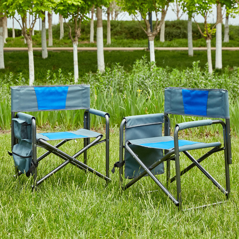 Chaise pliante avec design Space - 2 léger pour l'extérieur, rembourré surdimensionné bleu / gris