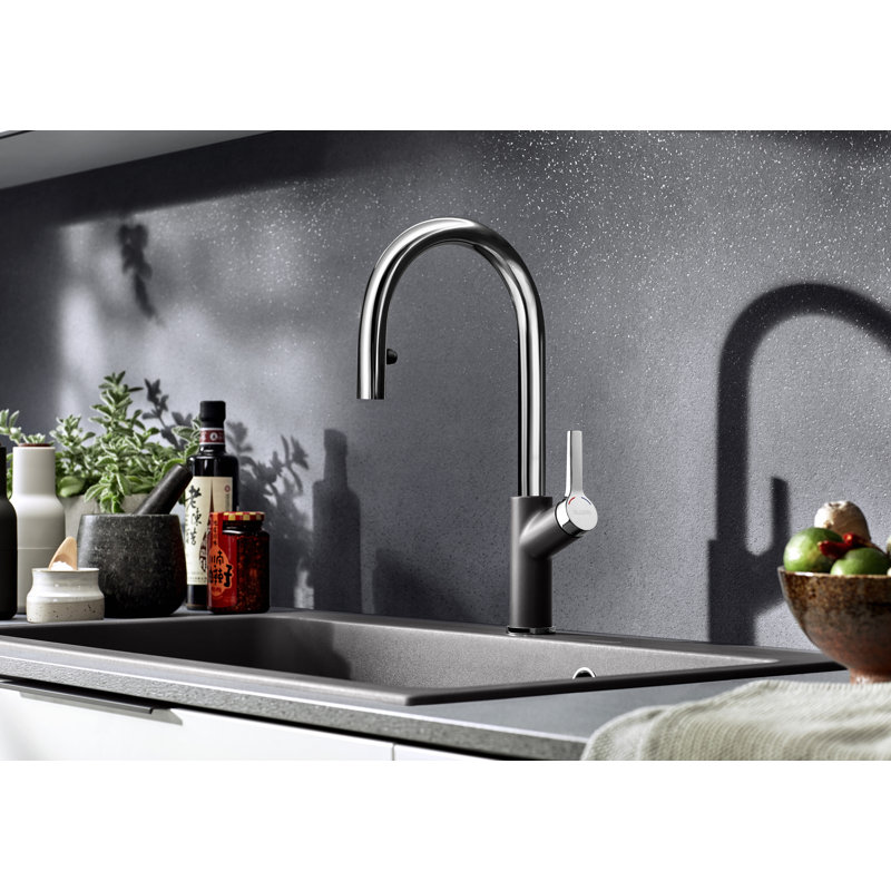 Carena Pull Out Single Lever Monobloc Tap, Rock Grey