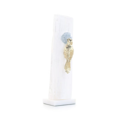 Brass Bird Sculpture On Selenite Roost I