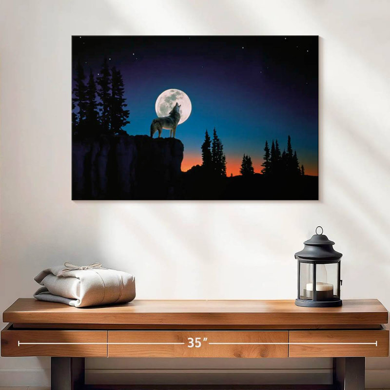 Brampt Wolf Howling At Night, 16'' H x 24'' W