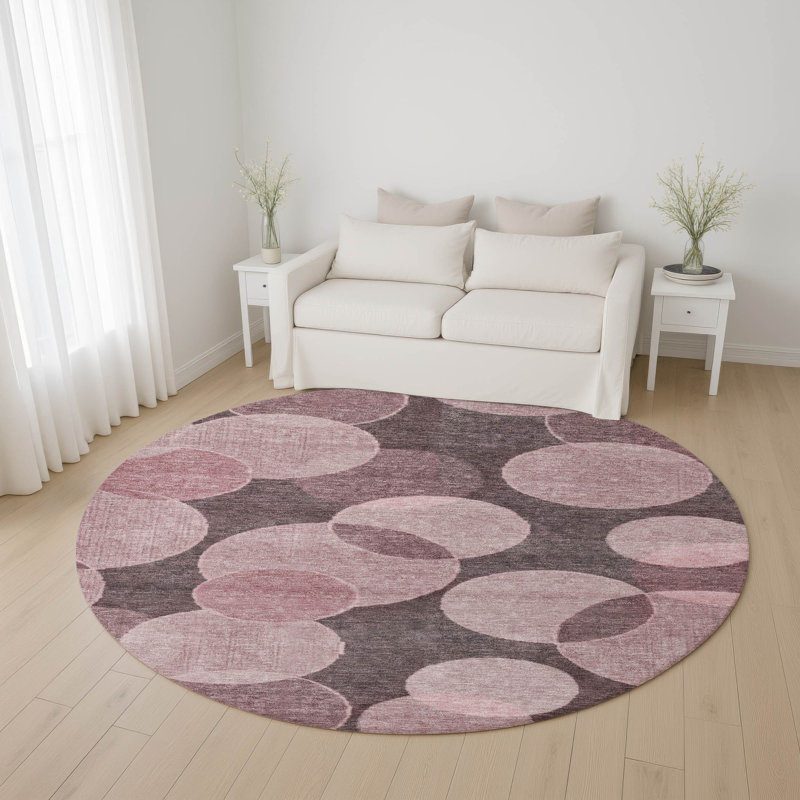 Premium Machine Washable Lubbers AMF1751 Geometric Rug, Round 8'