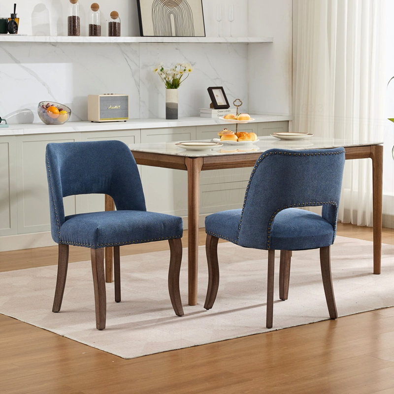 Ensemble de 2 chaises de salle à manger rembourrées Modern, Bleu