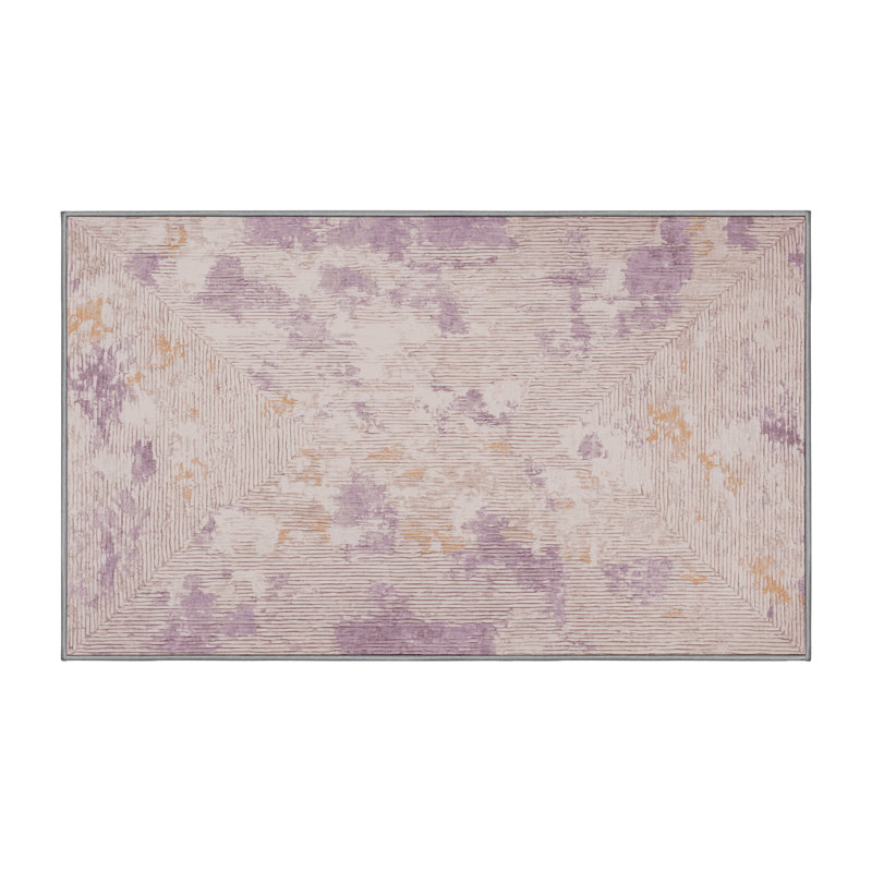 Machine Washable Gray Area Rug, Rectangle 3' x 5'