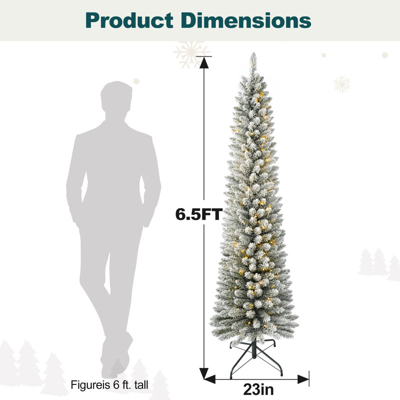 Arbre de Noël artificiel en flocons pré-éclairé, 6.5' H