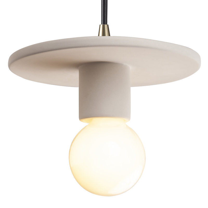 Luminaire suspendu à 1 lumière Leni, Bisque, Laiton antique