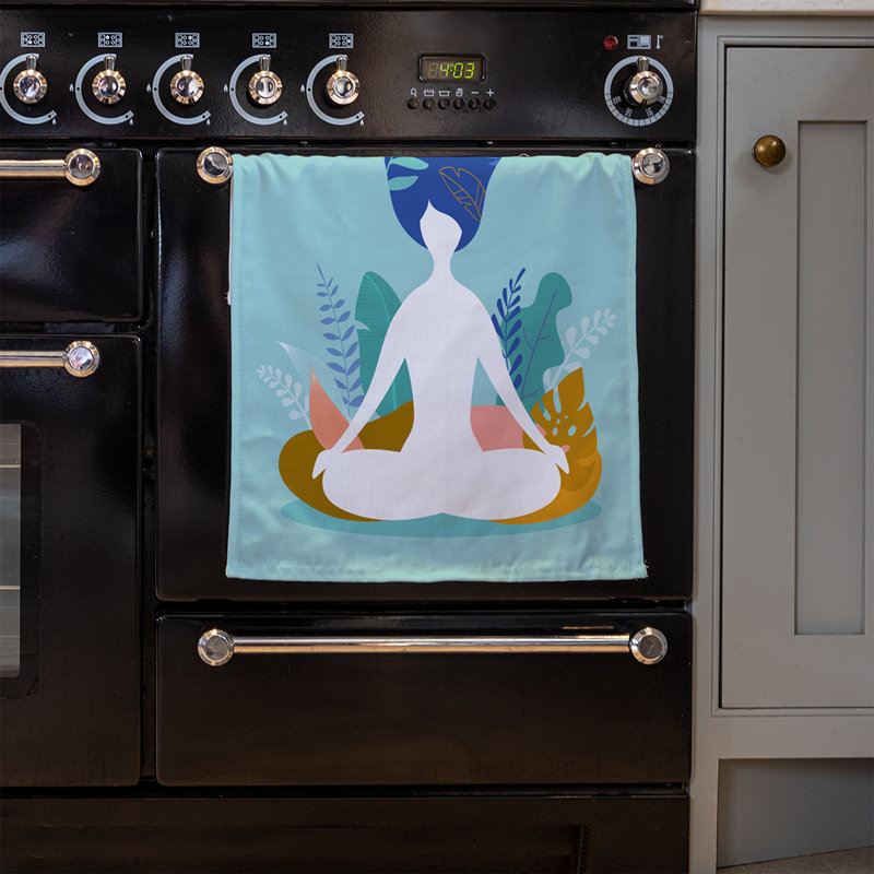 Doyne Waffle Tea Towel Kitchen Towel, Blue/Green