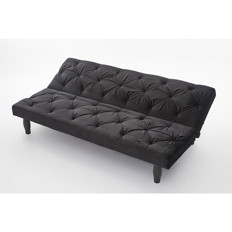 Convertible 65.8" Velvet Sofa Bed: Stylish and Functional Sofa Converts into Bed, Baby Pink Velvet