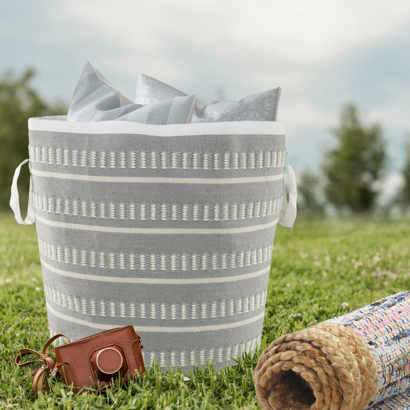 Birch Lane™ Andes Fabric Decorative Basket, Powder Blue/White