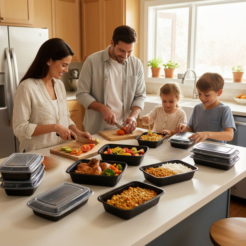 Microwaveable Container (Shallow) with Lid, 32oz, 150-Pack