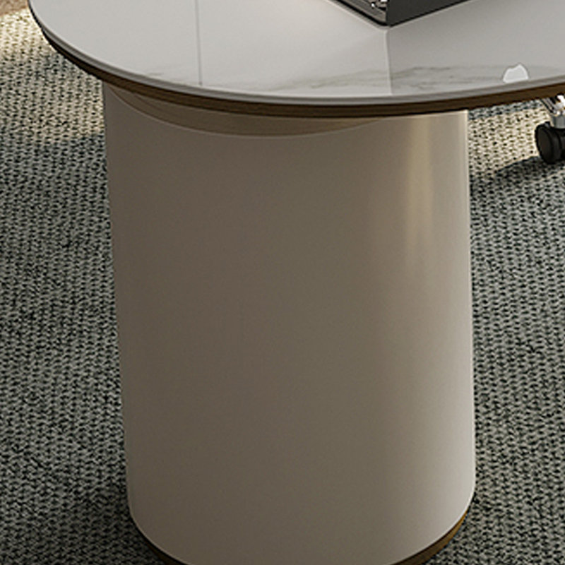 Bureau d'ordinateur simple et moderne, H 28,74 po x l 70,87 po x P 27,56 po, Blanc / Doré