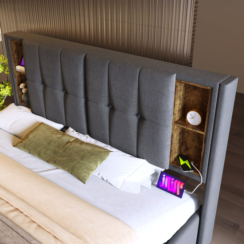 Upholstered Ottoman Storage Bed, Grey, Double (4'6)