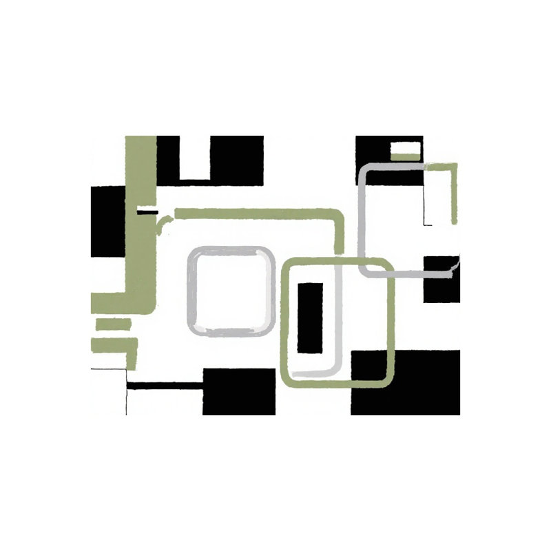 Tapis noir et vert à motif géométrique Bath 16 x 24