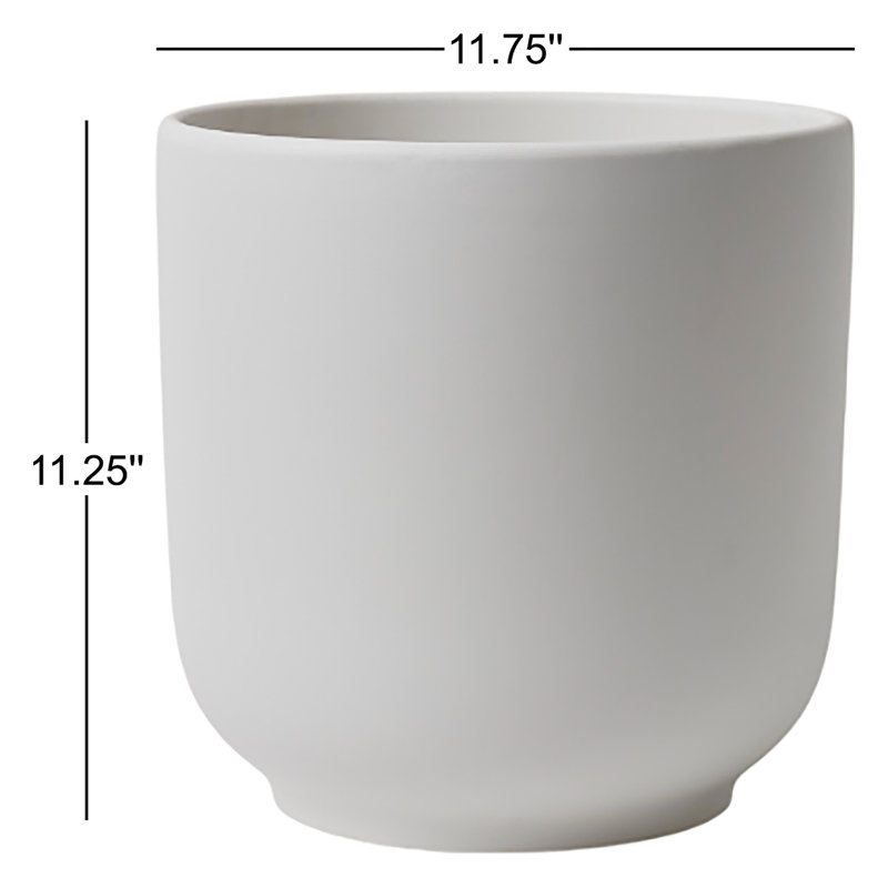 Pot de fleurs en céramique, H 11,25 po x l 11,75 po x P 11,75 po, Blanc