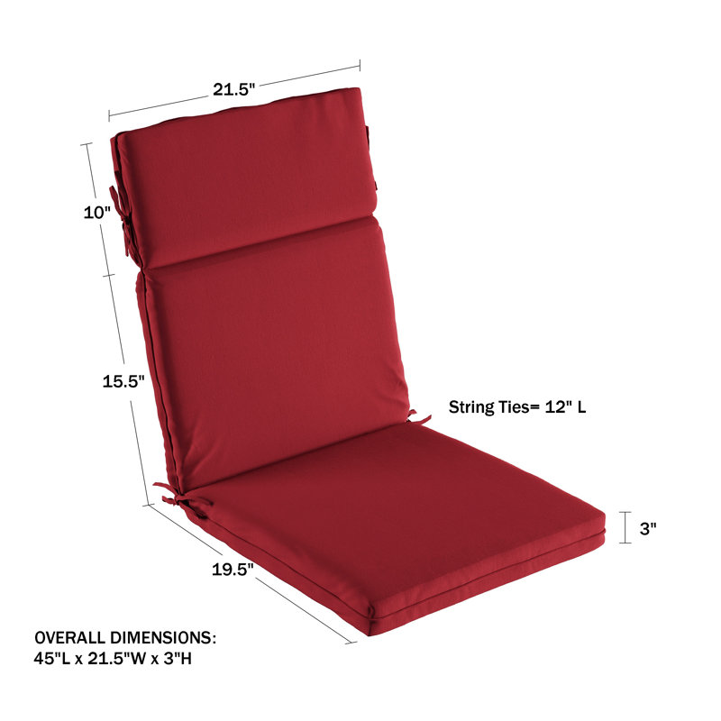 High-Back Outdoor Chair Cushions with UV and Water-Resistant Fabric, Red