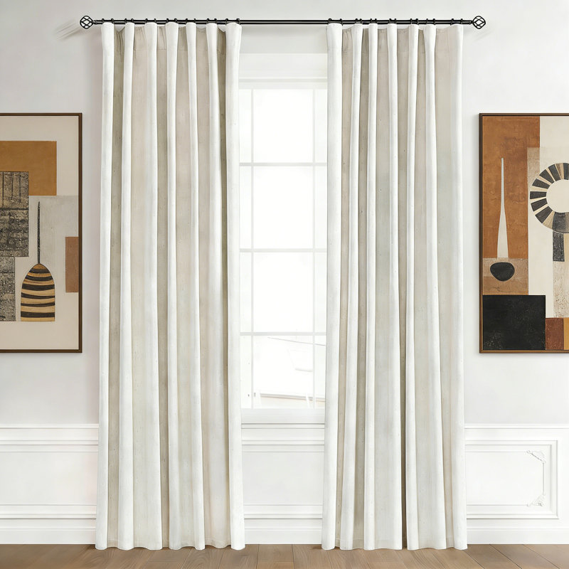 Linen Blackout Curtains, Light Blocking, 96 Inch Long, For Sliding Door, 2 Panels, 52X96 Inch, Natural Beige