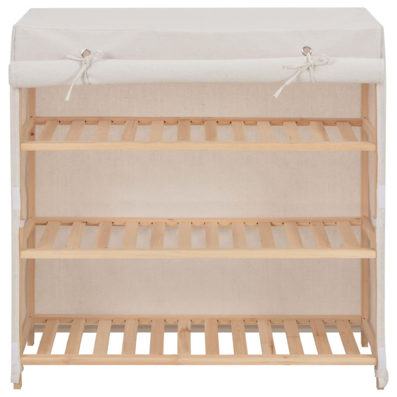 6 Pair Shoe Storage Cabinet, White/Brown