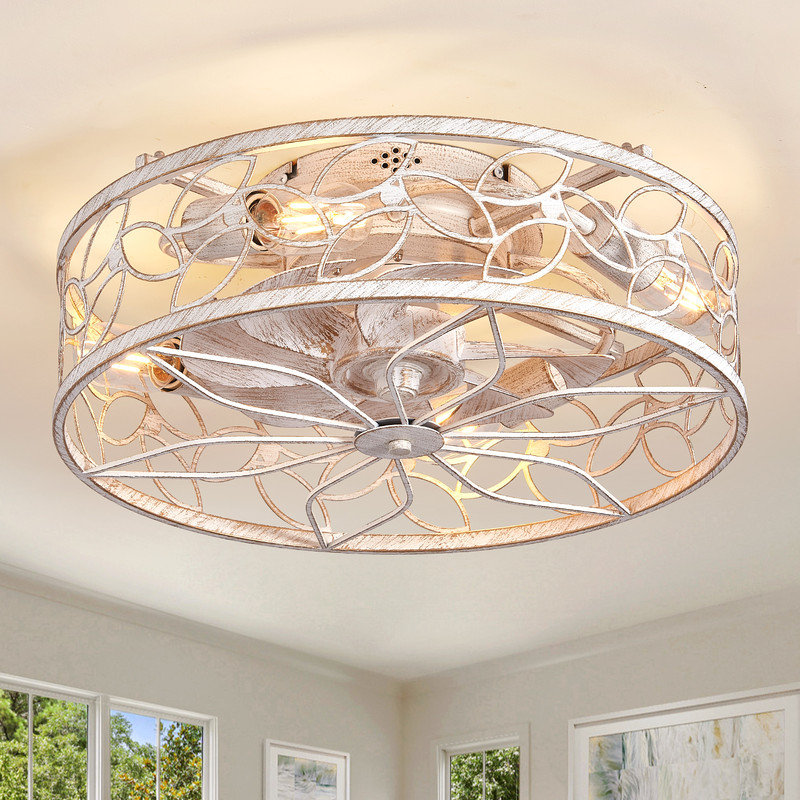 Ventilateur de plafond de 19,7 pouces à cage rustique sans lame - Fonctionnement silencieux, télécommande pour le salon, la chambre à coucher et la cuisine