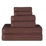 Ensemble de serviettes en coton très absorbant de six articles avec bordure unie et carreauté Ruvins