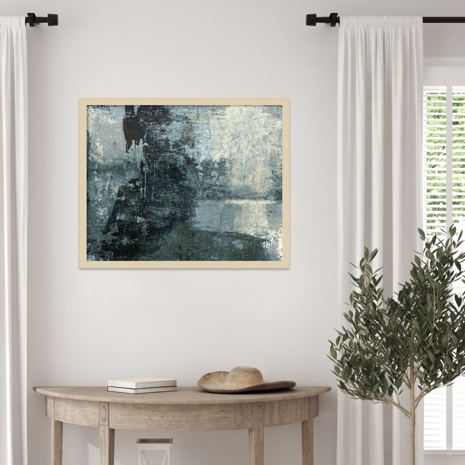 Fresno "Black and Grey and Blue III" Print, Brown, 21" H x 25" W