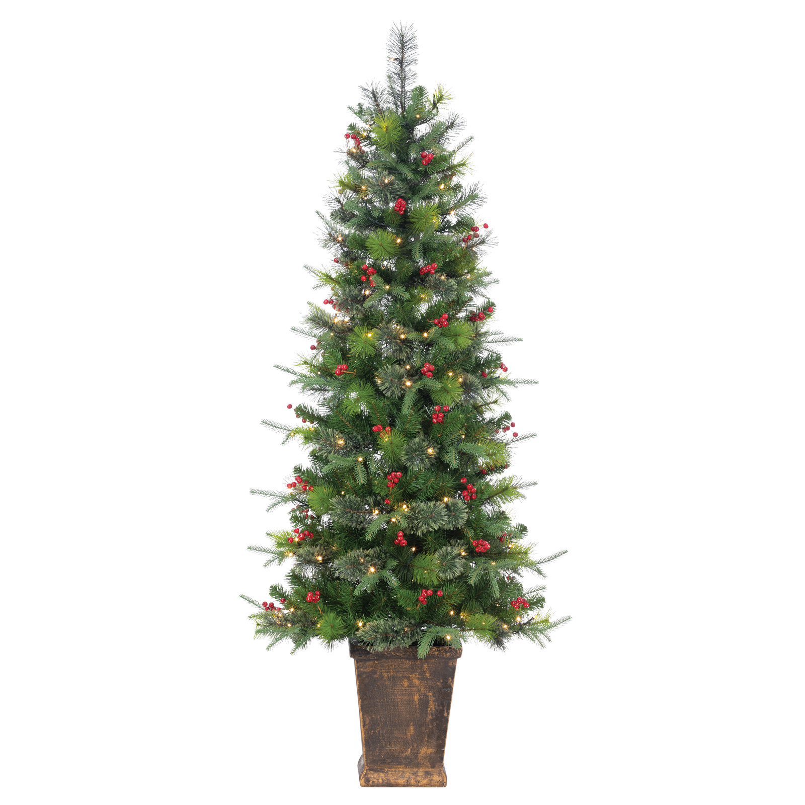 White 6' Pre-Lit Pine Tree
