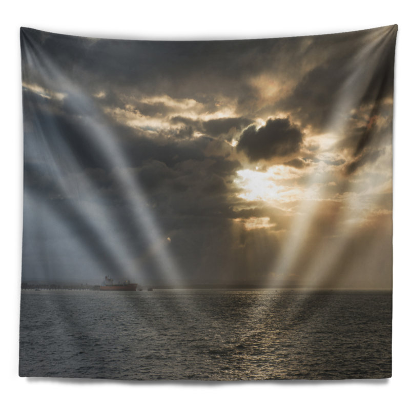 Tapisserie de plage magnifique à coucher de soleil à l’australie en mer, H 32 po x l 39 po