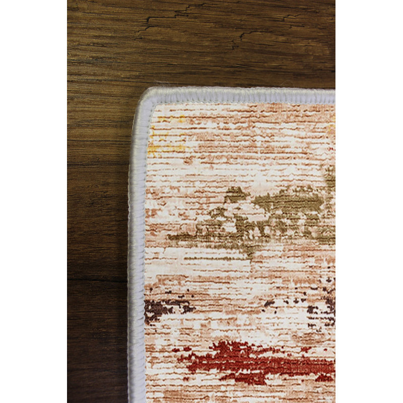 Eco-Friendly Polyester Area Rug, 5.2 x 7.5 ft | Antibacterial, Non-Slip PVC Dot Underside | Machine Washable, Digital Printed Design in Rich Brown | Durable, Soft Pile Height: 0.2 in | Perfect for Living Room & Bedroom