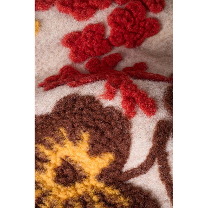  Boiled Wool Jacquard Throw Blanket, Brick/Rust/Aron/Beige