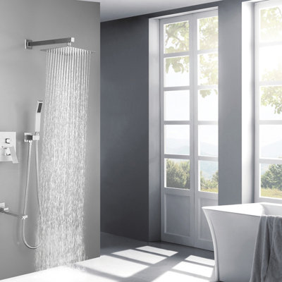 Luxury Rainfall Shower - 10" Square Bathroom System In Brushed Nickel