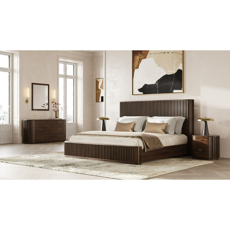 Ensemble de chambre à coucher Fields - Modern Wanut Acacia, Noyer