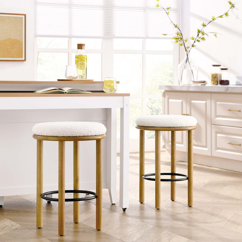 Modway Fable 26" Counter Stool, Oak, Ivory