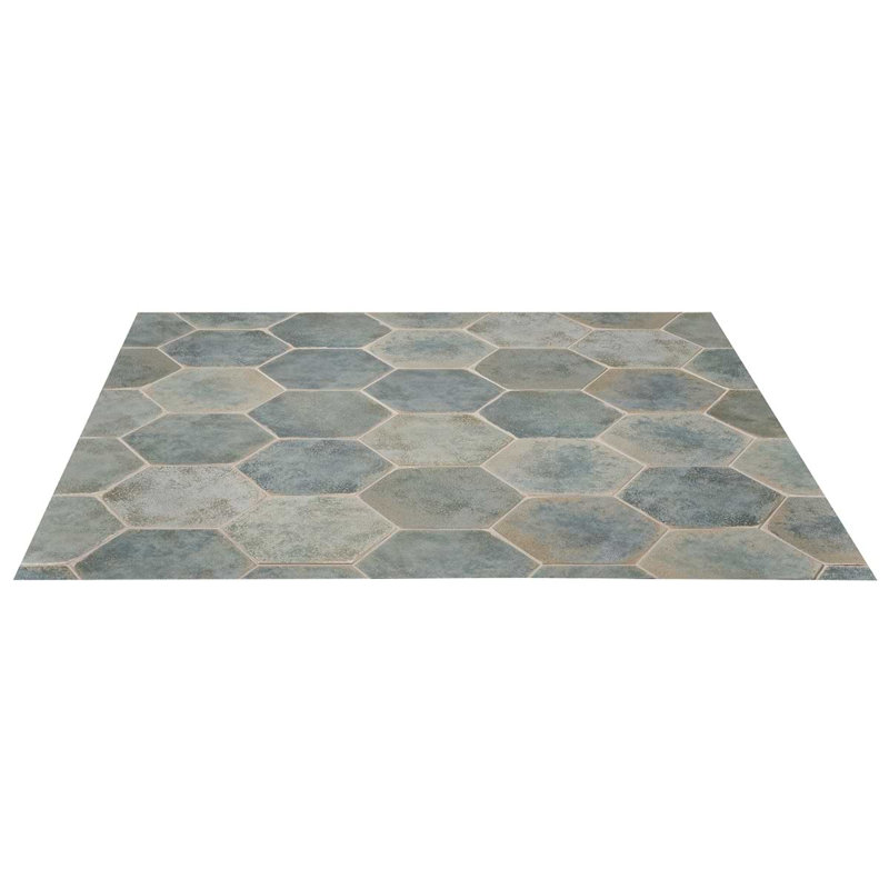 Kalay 9" Hexagon Polished Porcelain Tile, Green