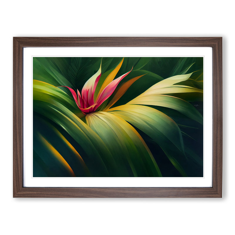 Unreal Tropical Flowers - Framed Print, 46cm H x 64cm W x 2cm D, Walnut